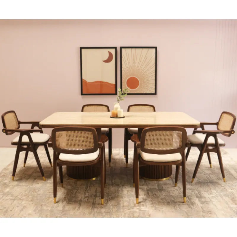 Cane Flute Dining Table Set