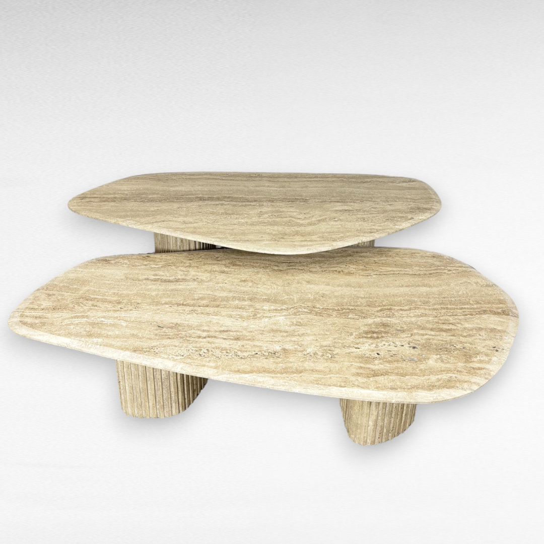 Cascading Travertine Coffee Table - set of 2 tables