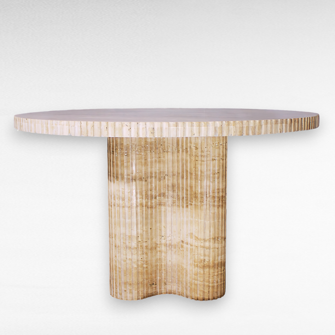 Cannelé Travertine Dining Table