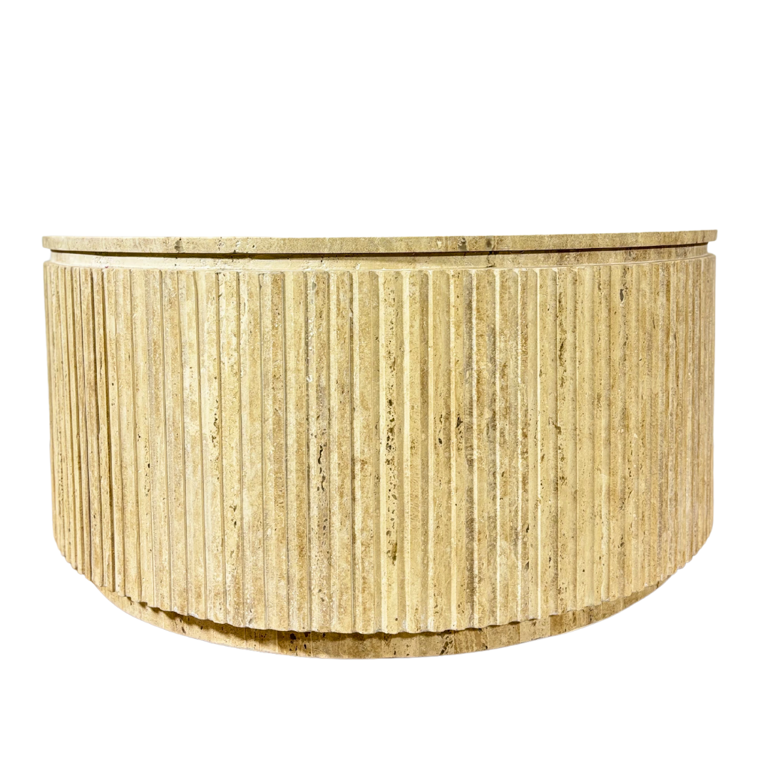 Fluted Column Travertine Coffee Table