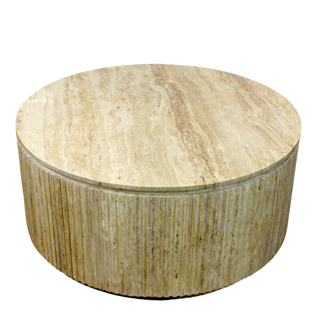 Fluted Column Travertine Coffee Table
