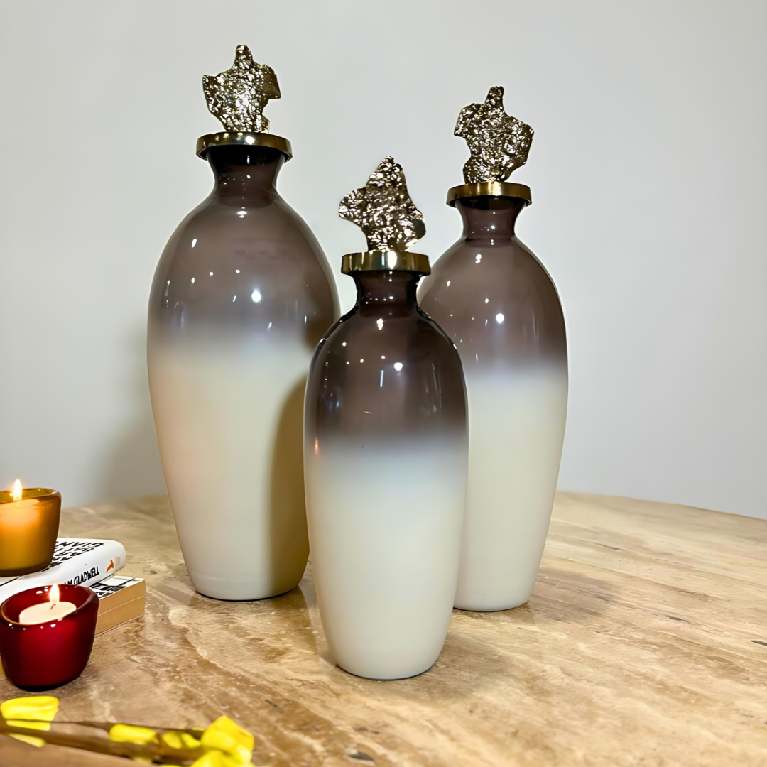 Aurora Collection's Curved Bottle Vase - set of 3 vases