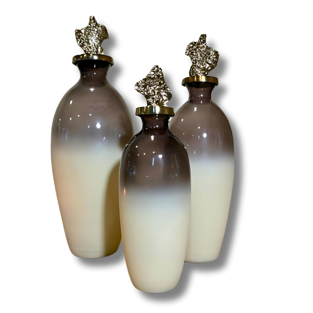 Aurora Collection's Curved Bottle Vase - set of 3 vases