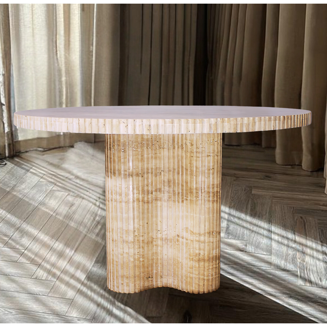 Cannelé Travertine Dining Table