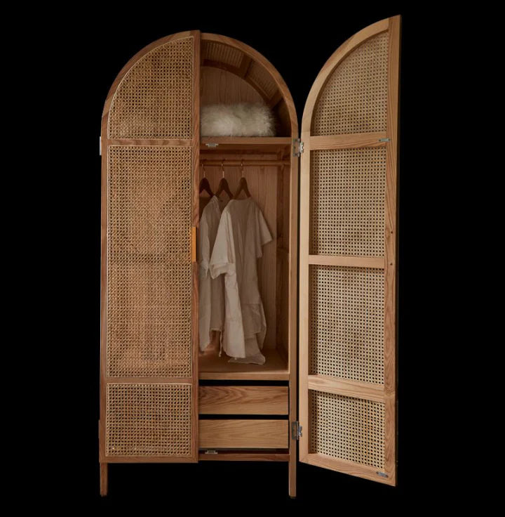 Arched Haven Rattan Wardrobe
