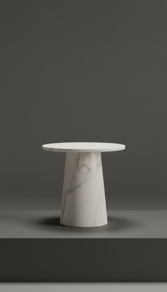 Carrara Marble Pedestal Side Table