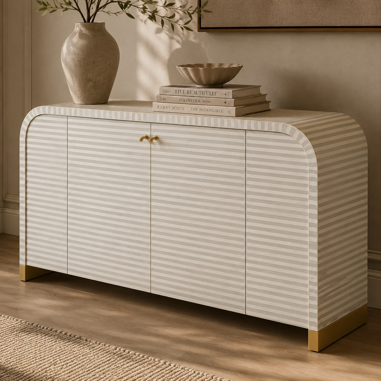 Mosaic Crest Bone Inlay Console