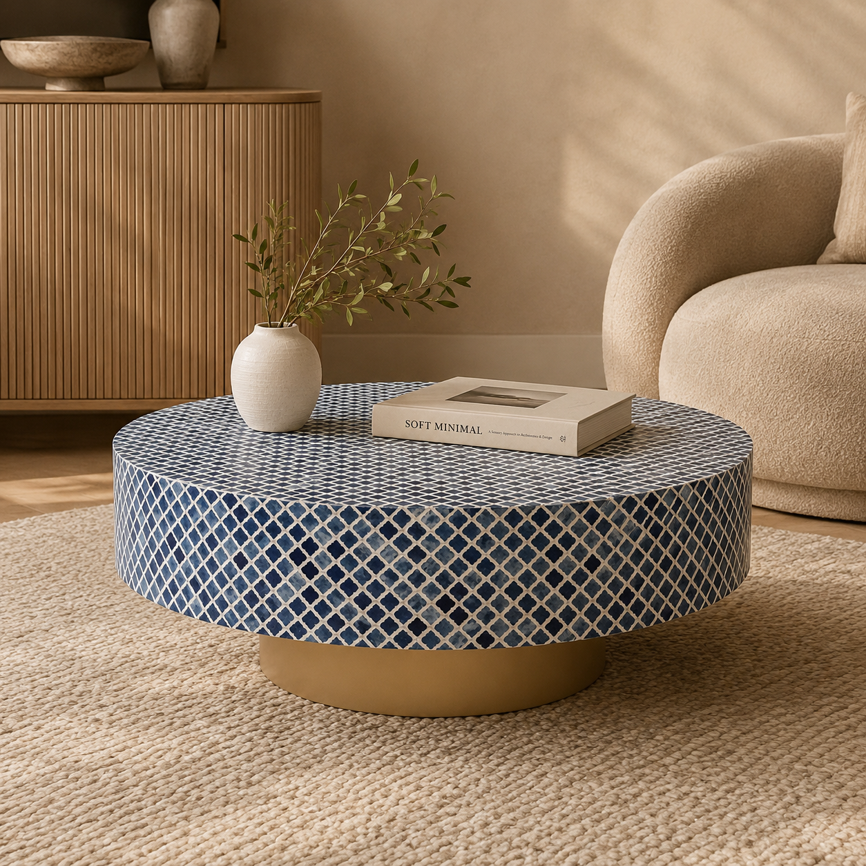 Mosaic Halo Bone Inlay Coffee Table