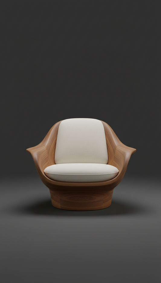 Sculpted Walnut Lounge Chair